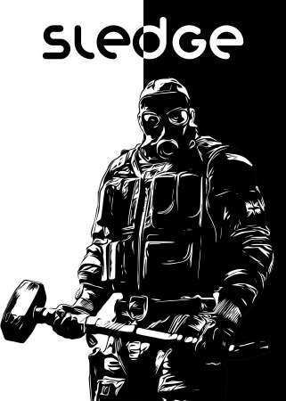 Sledge R6 Siege operator B&W design by r6siegecenter