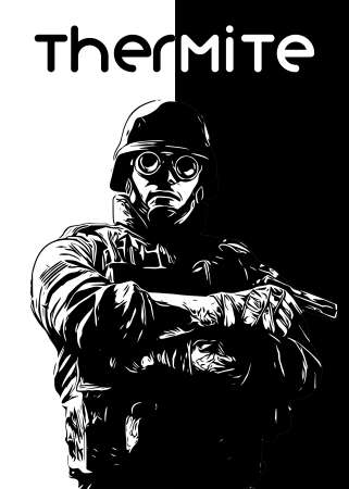 Thermite R6 Siege operator B&W design by r6siegecenter