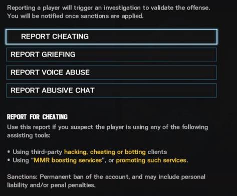 Rainbow Six Siege Report cheating system ingame options Y5S2.2 patch